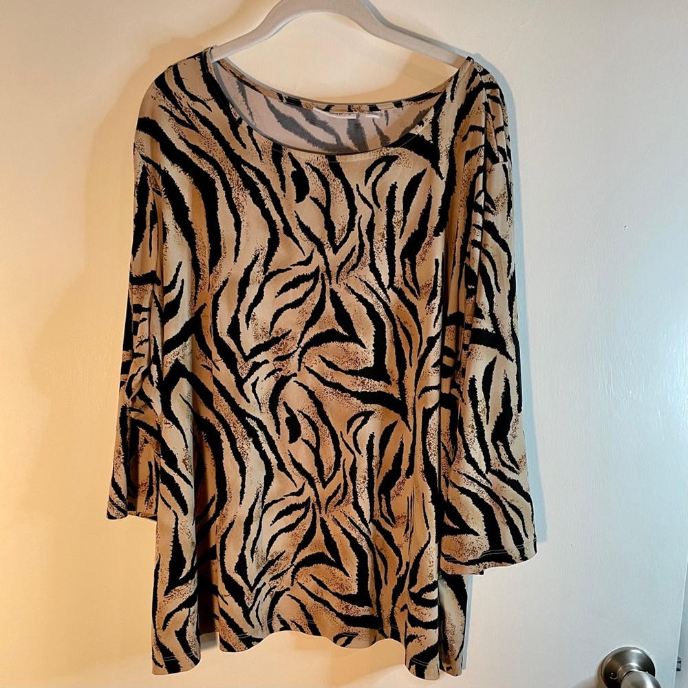Susan Graver Liquid Knit Animal Print Tunic Top
